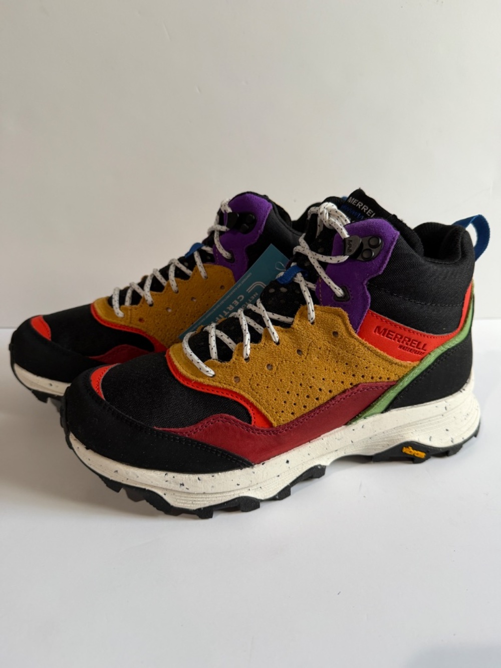 Merrell Speed Solo Mid Waterproof Hiking Outdoor Boots Black Multi Color Men NEW - Picture 2 of 8